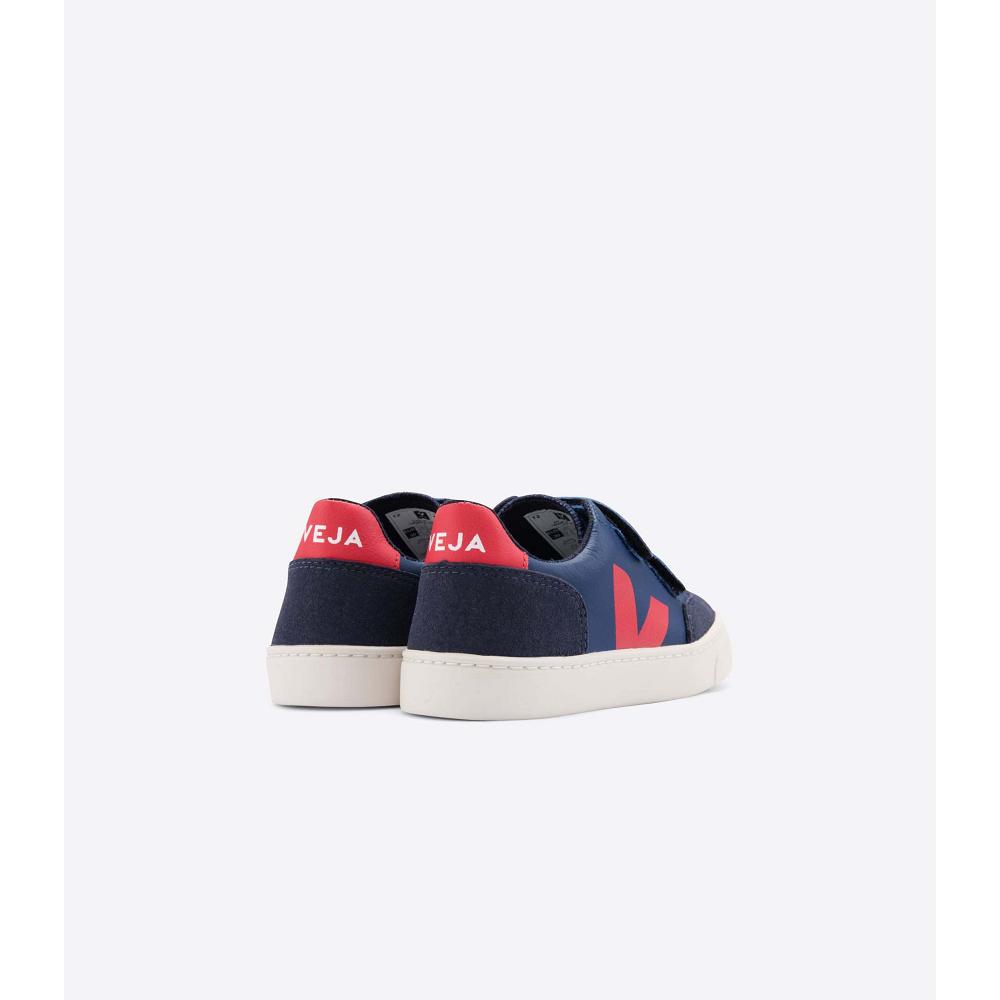 Navy Kids' Veja V-12 LEATHER Sneakers | AU 874VRW